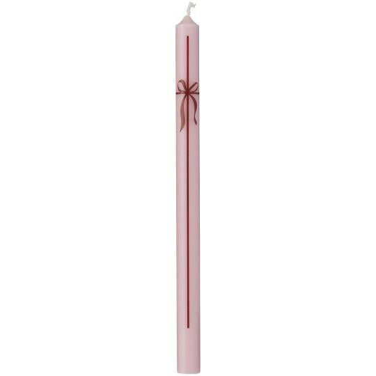 Taper candle light pink w/bow stearin Ø:1.3 H:20 Nordic Swan Eco-label