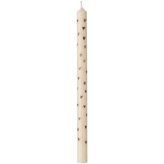 Taper candle brown hearts stearin Ø:1.3 H:20 Nordic Swan Eco-label