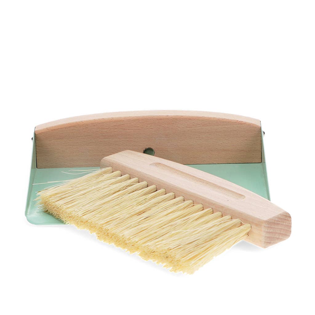 Wooden table brush and pan set - Pistachio green
