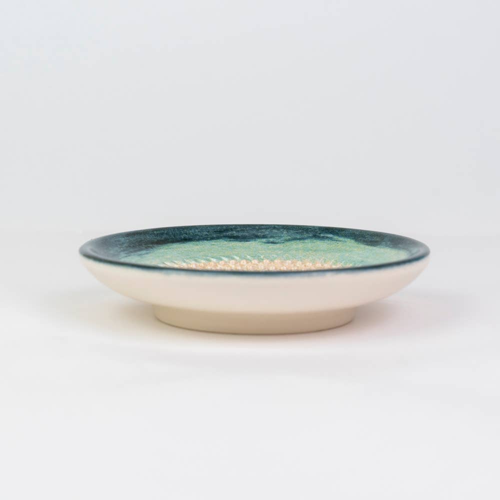 Ceramic Garlic Grater Plate - Small Turquoise