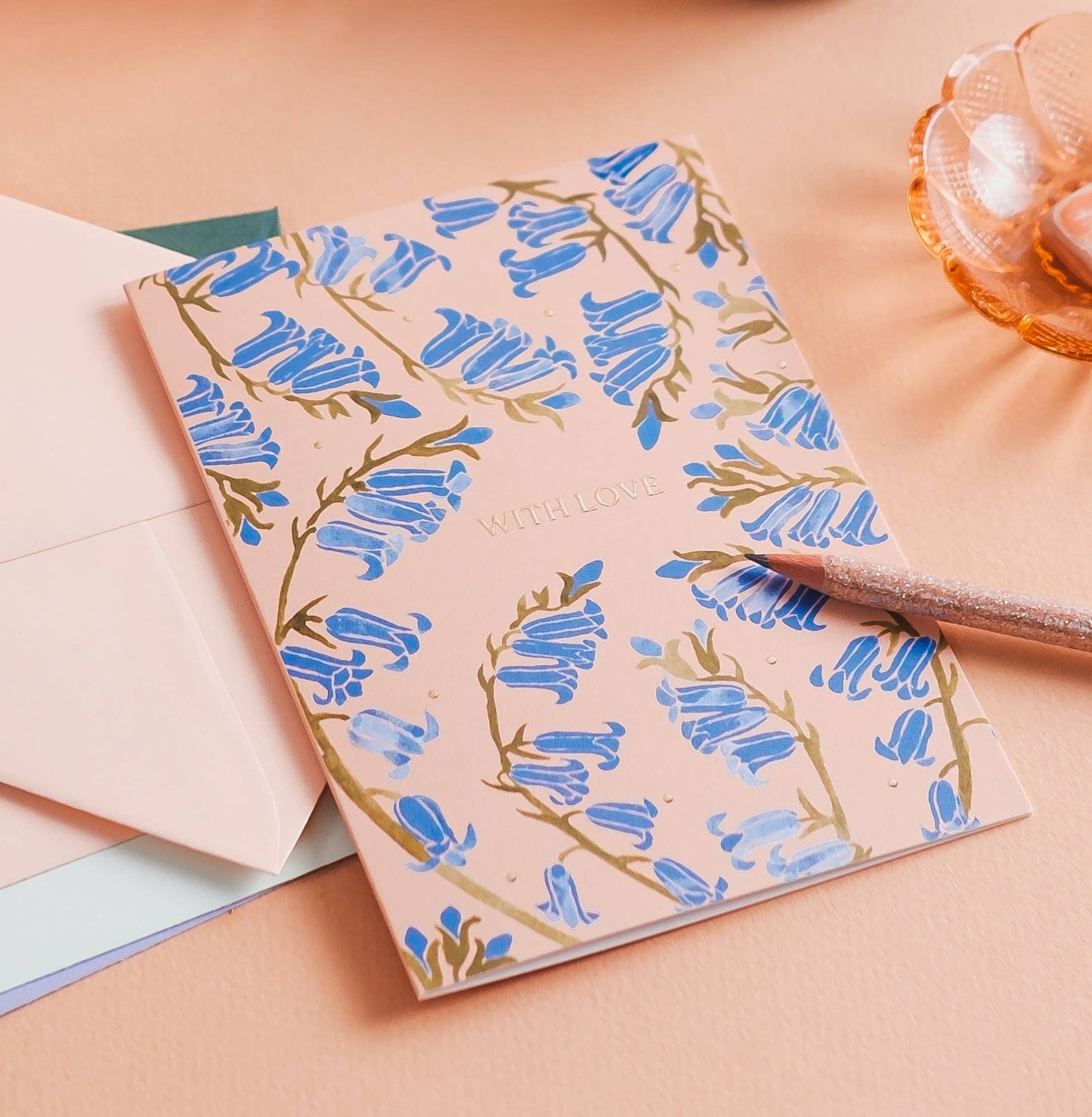 Greeting card - With love - Bluebells