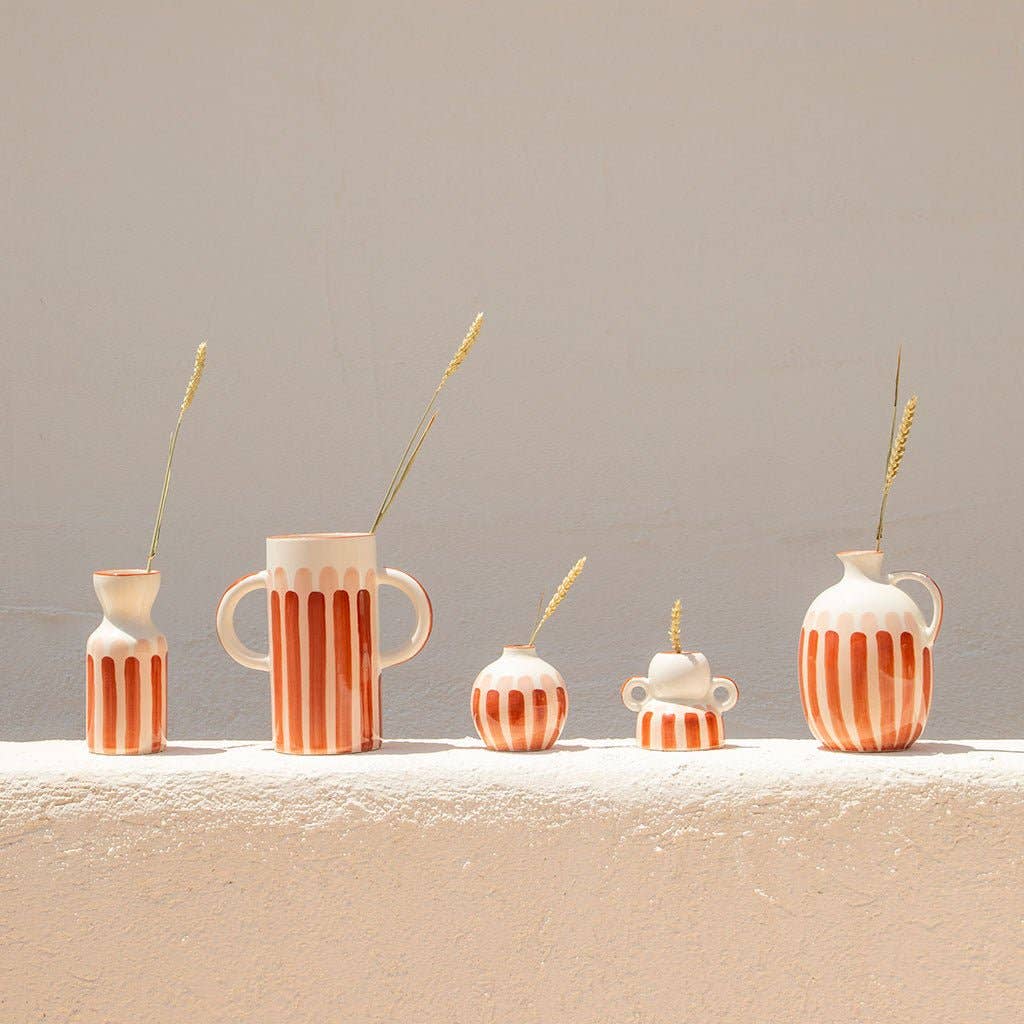 Menorca ceramic candle holder - Stripes