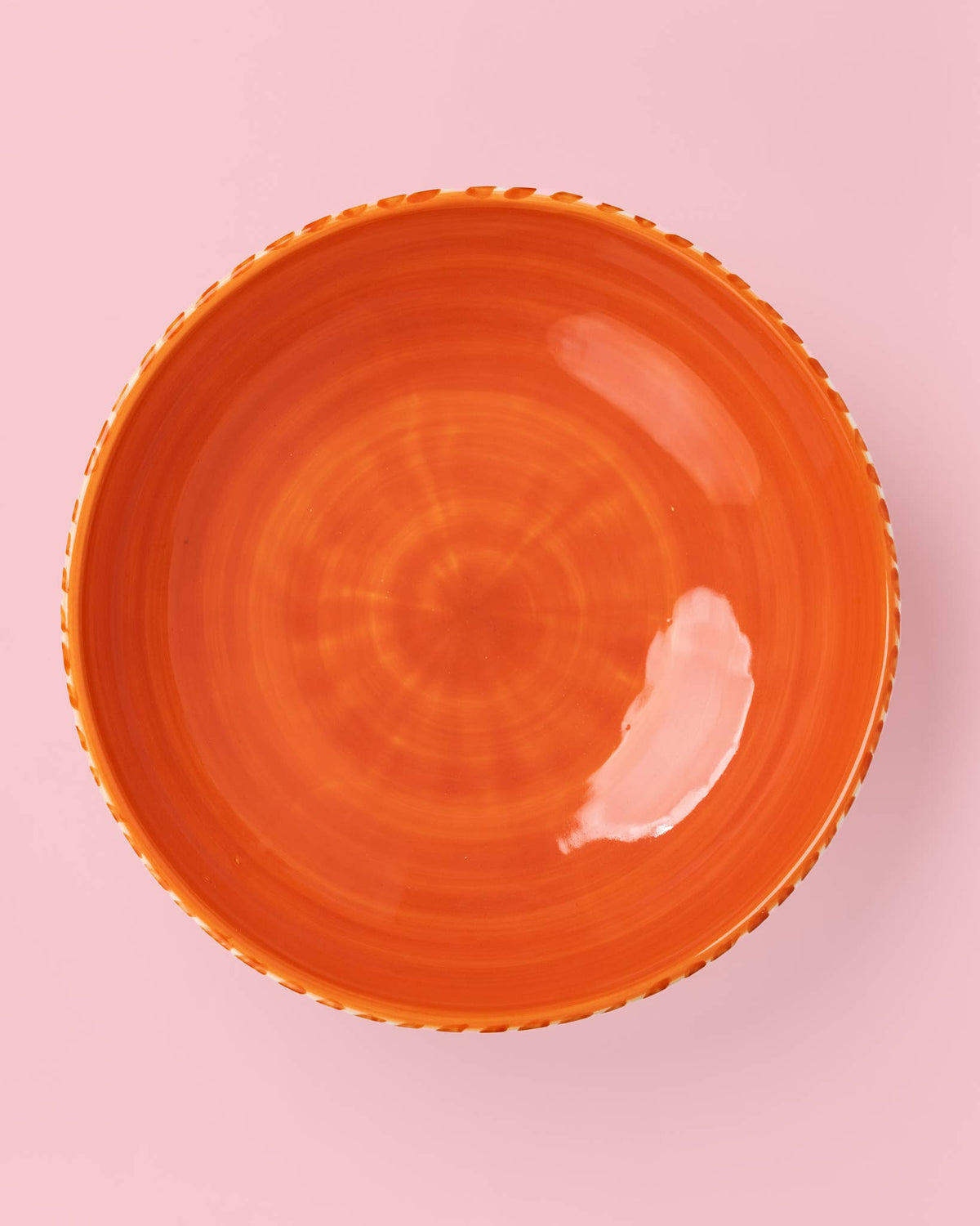 Large Ceramic Bowl - Salad Bowl - Orange & Beige - Azahara