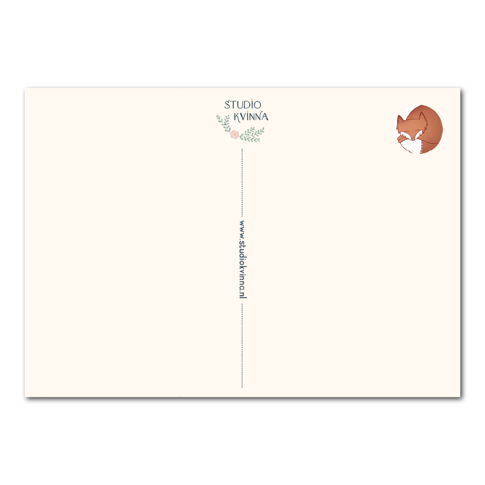 Hey baby | Birth announcement card with sleeping fox