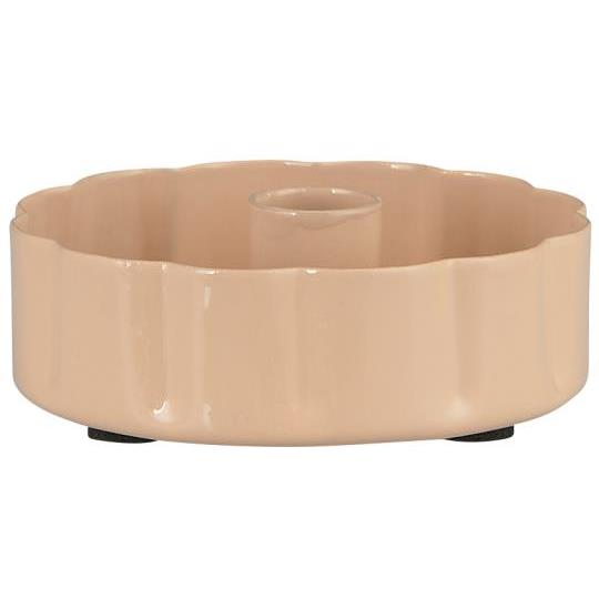 Candle holder f/1.3 cm candle wavy edge coral sands