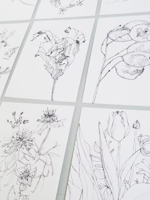 Ten floral postcards