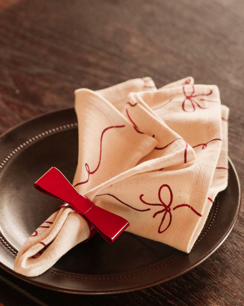 Napkin Bow White/Red