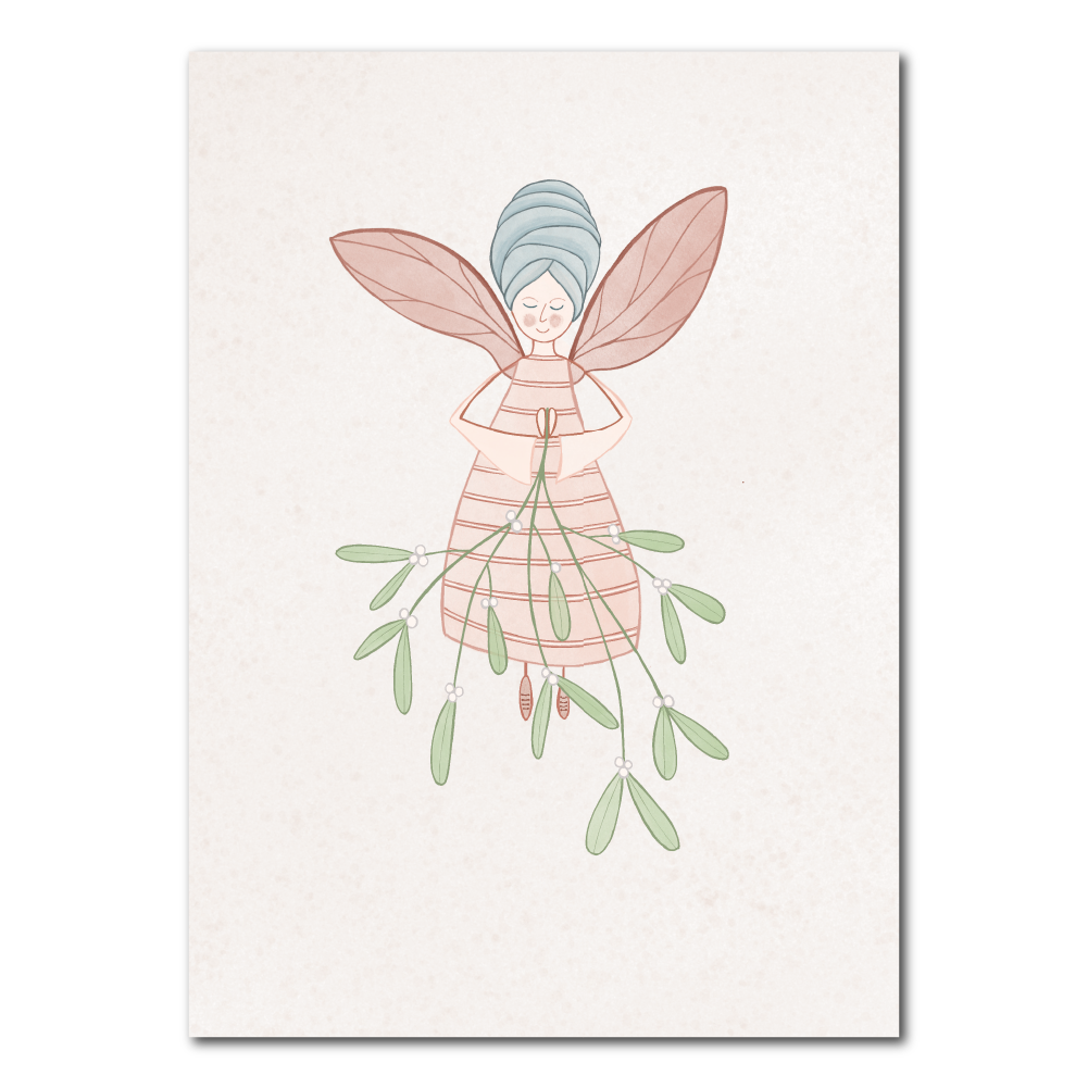 Elf with mistletoe | Christmas card