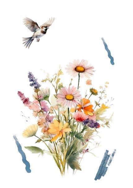 Sustainable postcard colour bouquet