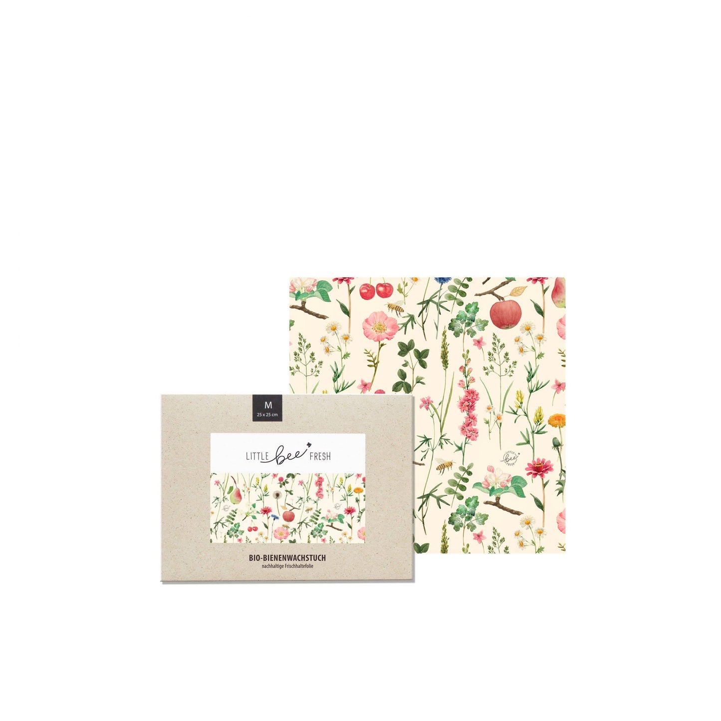 Organic Beeswax Cloth - Meadow “M” - 25 x 25 cm