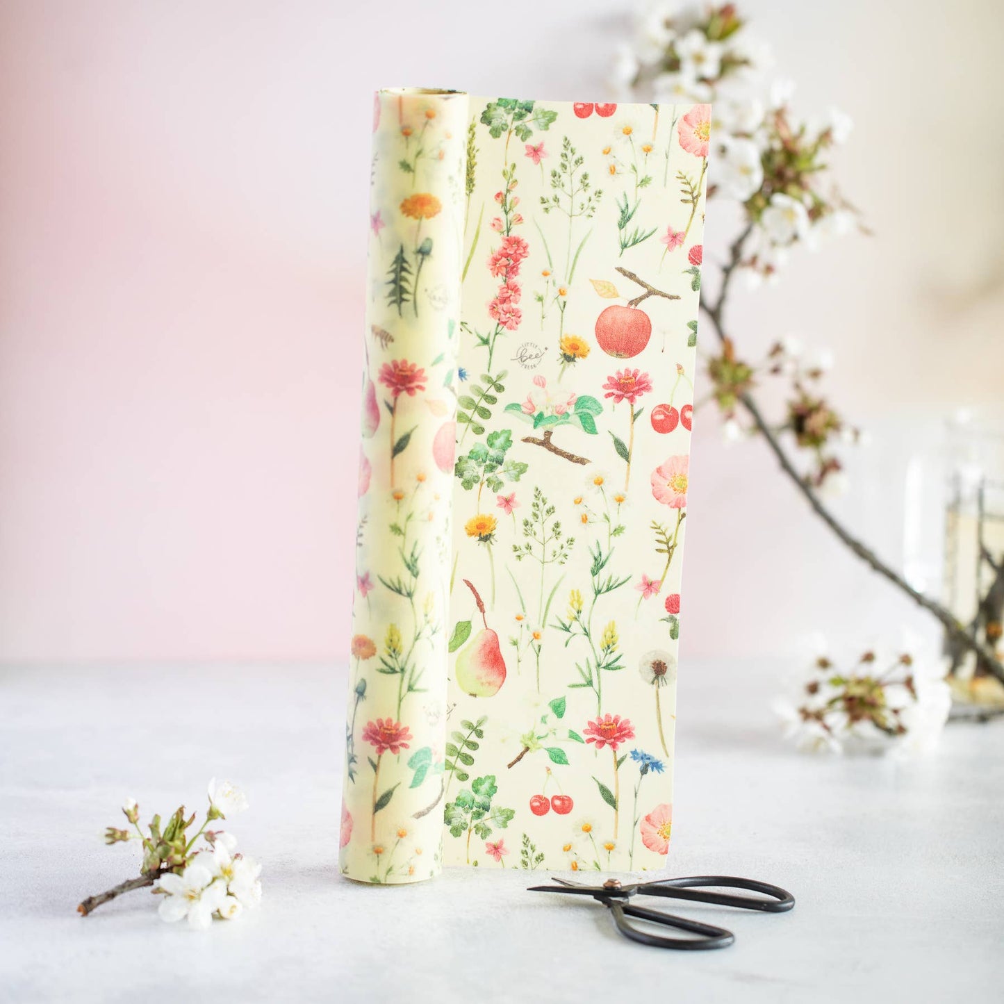 Organic beeswax cloth roll - meadow orchard