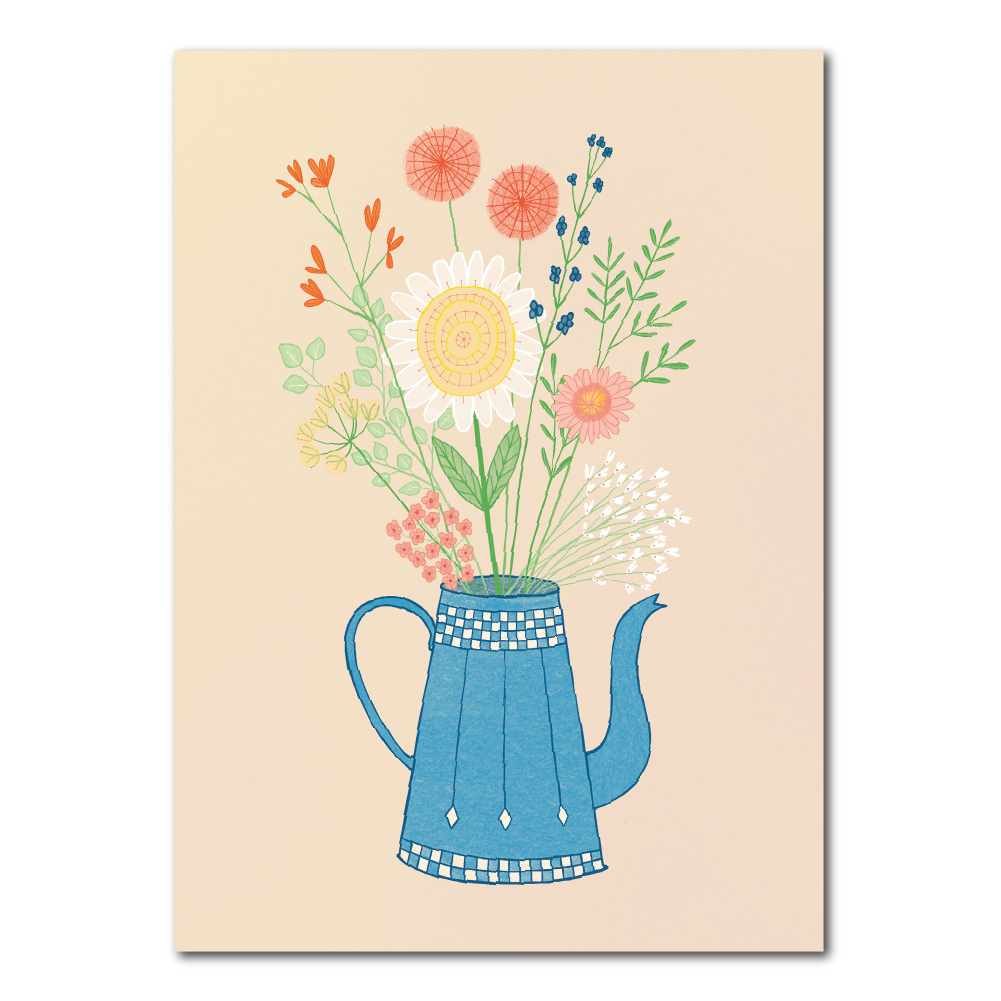 Enamel jug with flower card