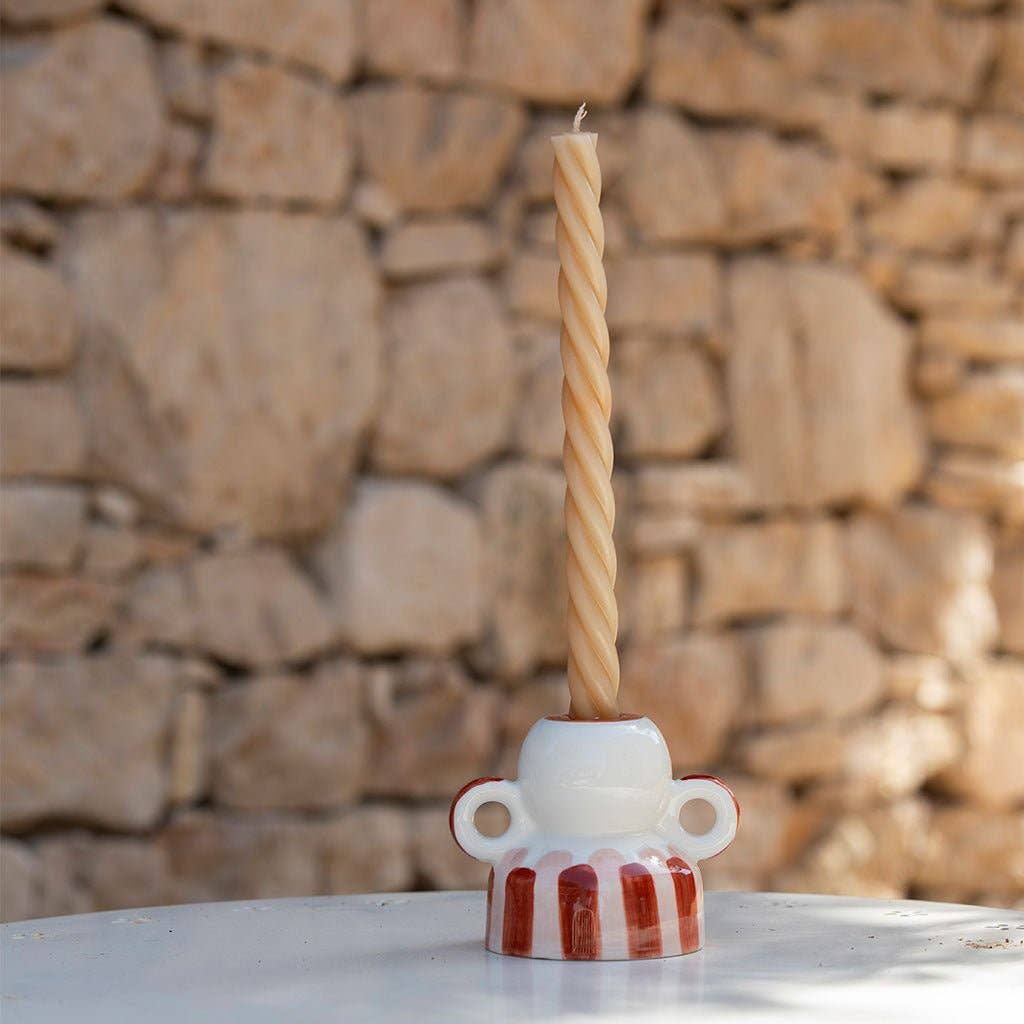 Menorca ceramic candle holder - Stripes