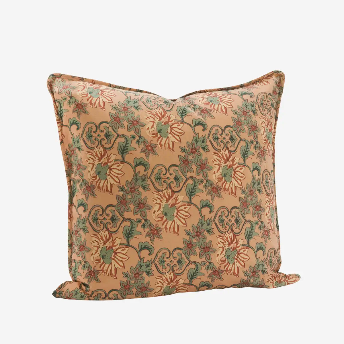 Printed cushion Peach, sea green, brown, sand
