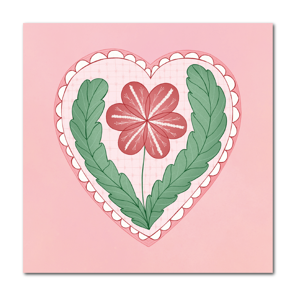 Decorative tile with heart and flower: Tile with hanging eye