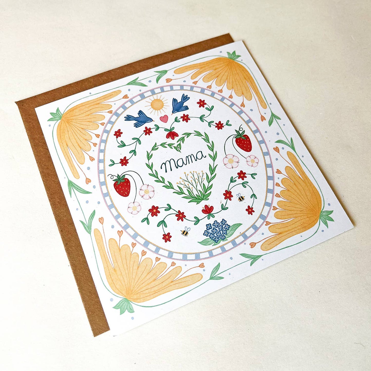 Mama card with flowers in Swedish style