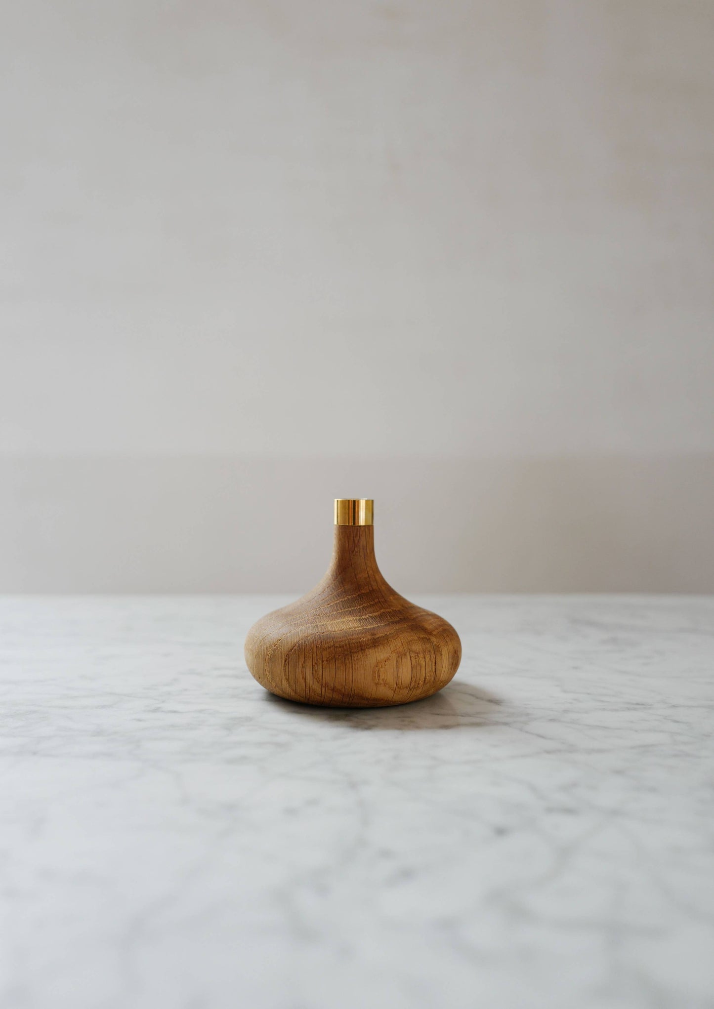 Oak Candle Holder: Aged Brass Socket