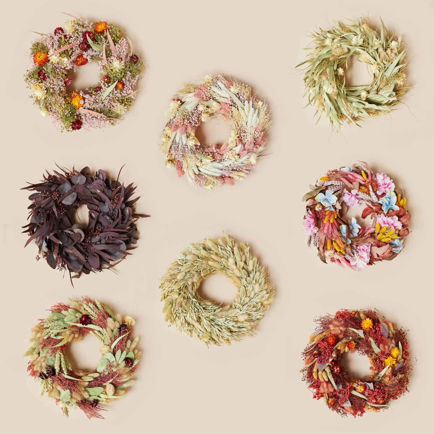 Christmas wreath with dried flowers - rosewood: Large