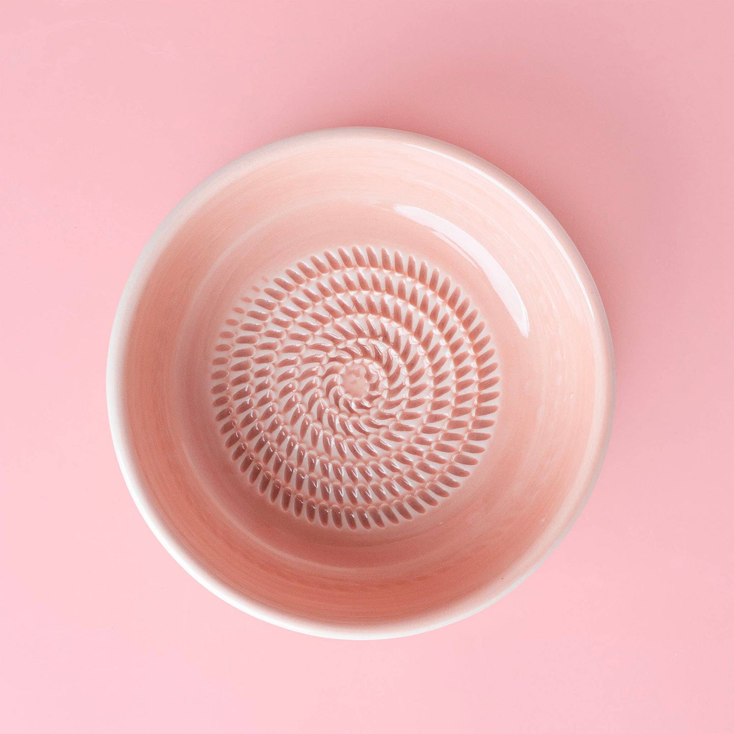 Vintage Pottery Grater Bowl – Pink and Yellow - medium