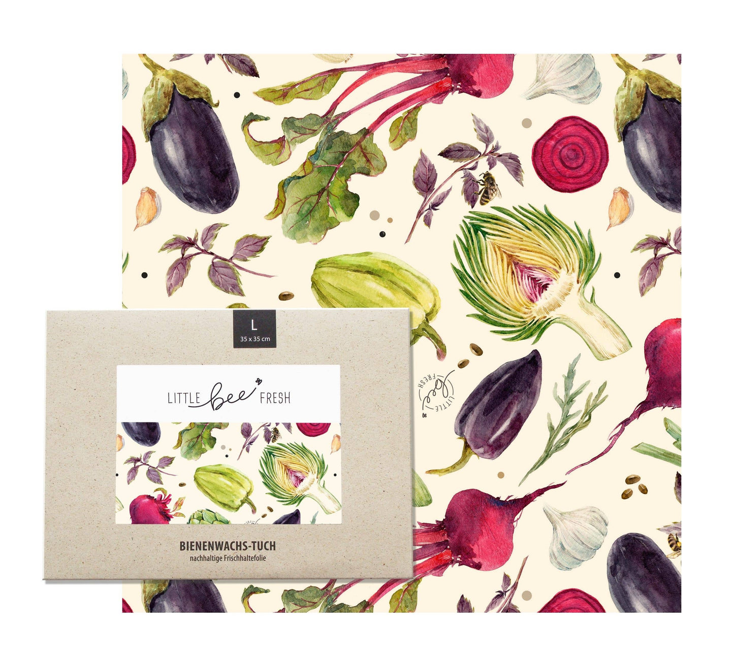 Organic Beeswax Cloth - Vegetable “L” - 35 x 35 cm