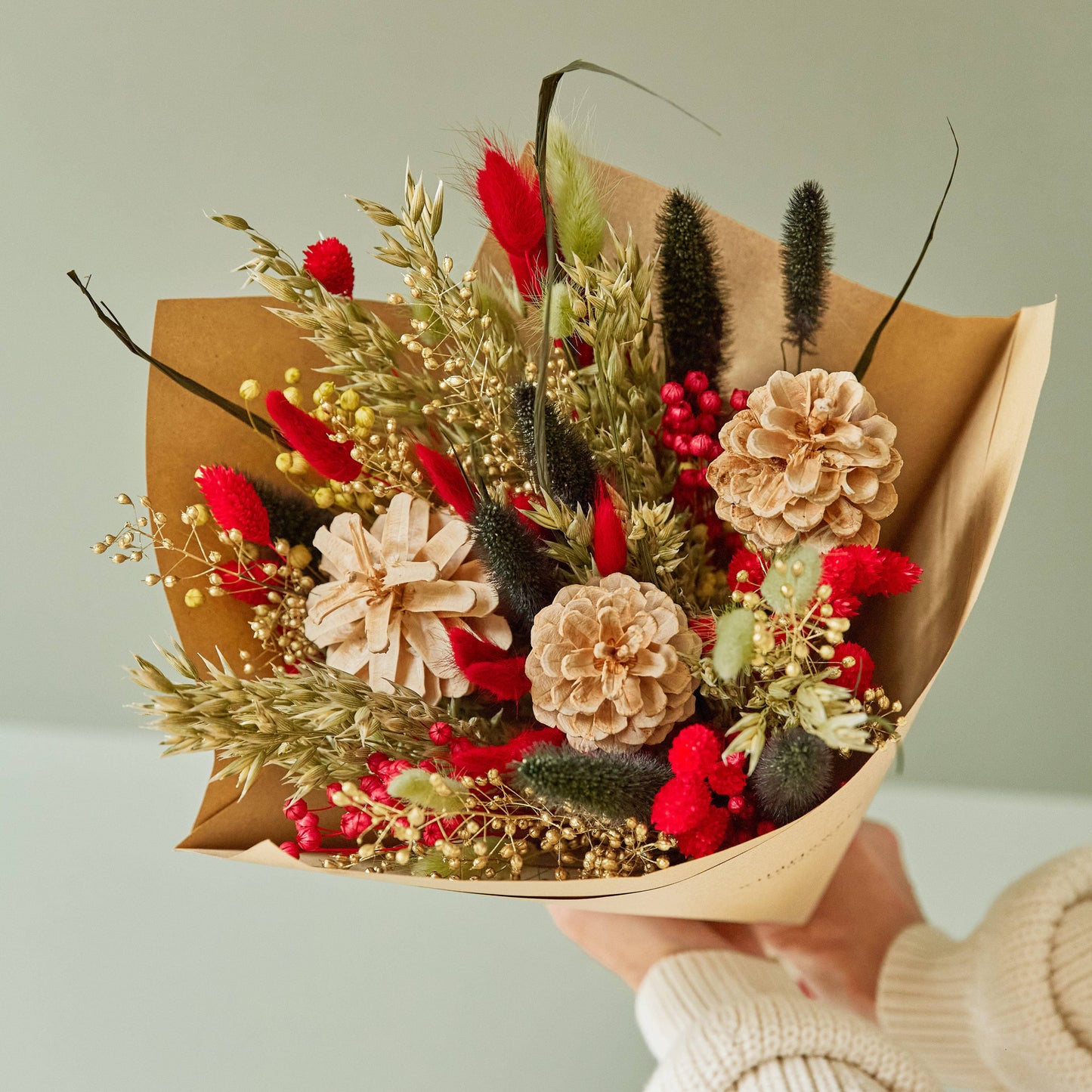 Dried Flowers - Classic Christmas Bouquet - Holiday Cheer