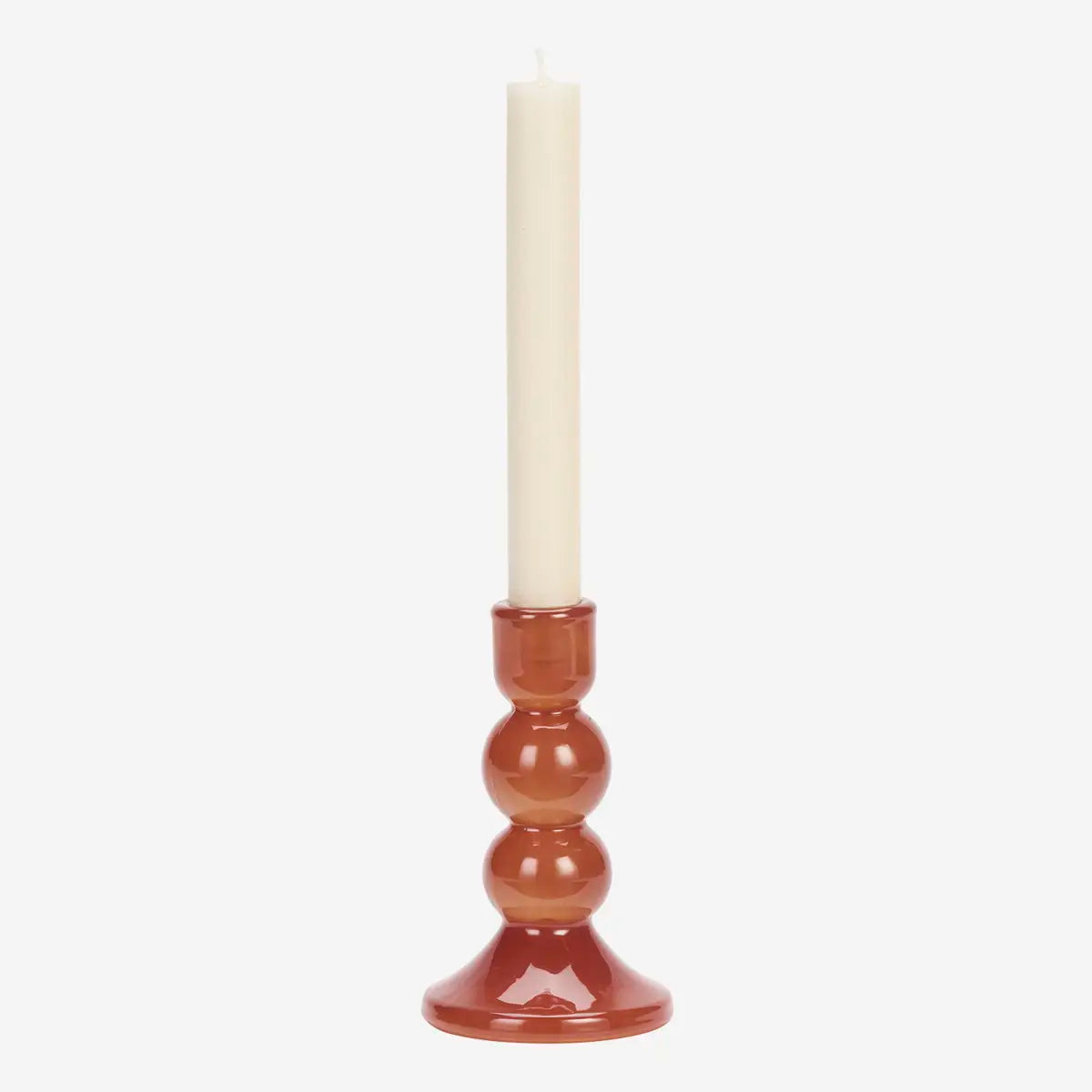 Glass candle holder - red