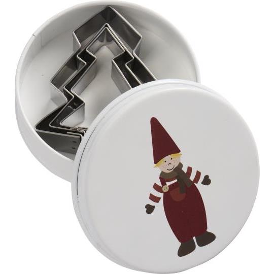 Canister w/3 Christmas tree cookie cutters