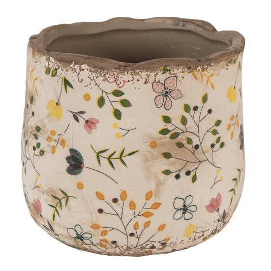 Bloempot Beige Geel, Keramiek Ø 14x12 cm