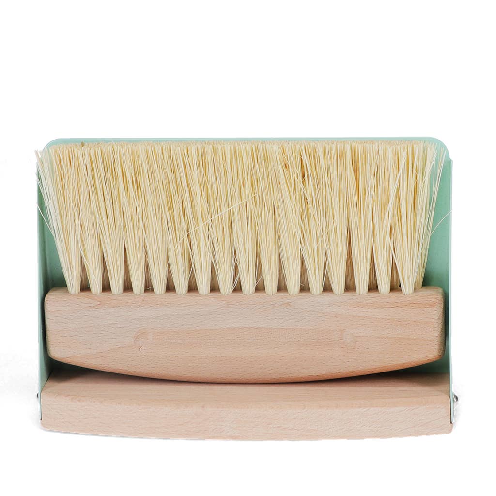 Wooden table brush and pan set - Pistachio green