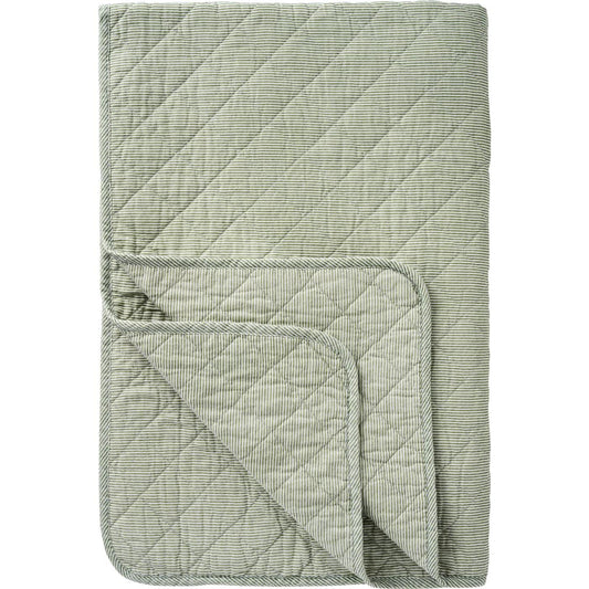Quilt white/dusty green stripes