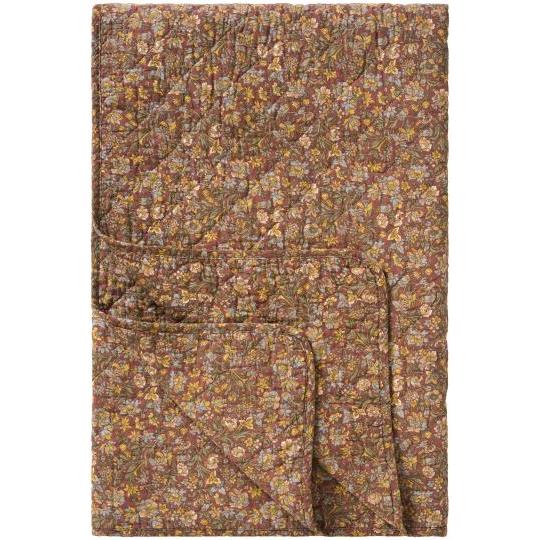 Quilt dusty bordeaux w/blue, yellow and green