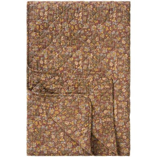 Quilt dusty bordeaux w/blue, yellow and green