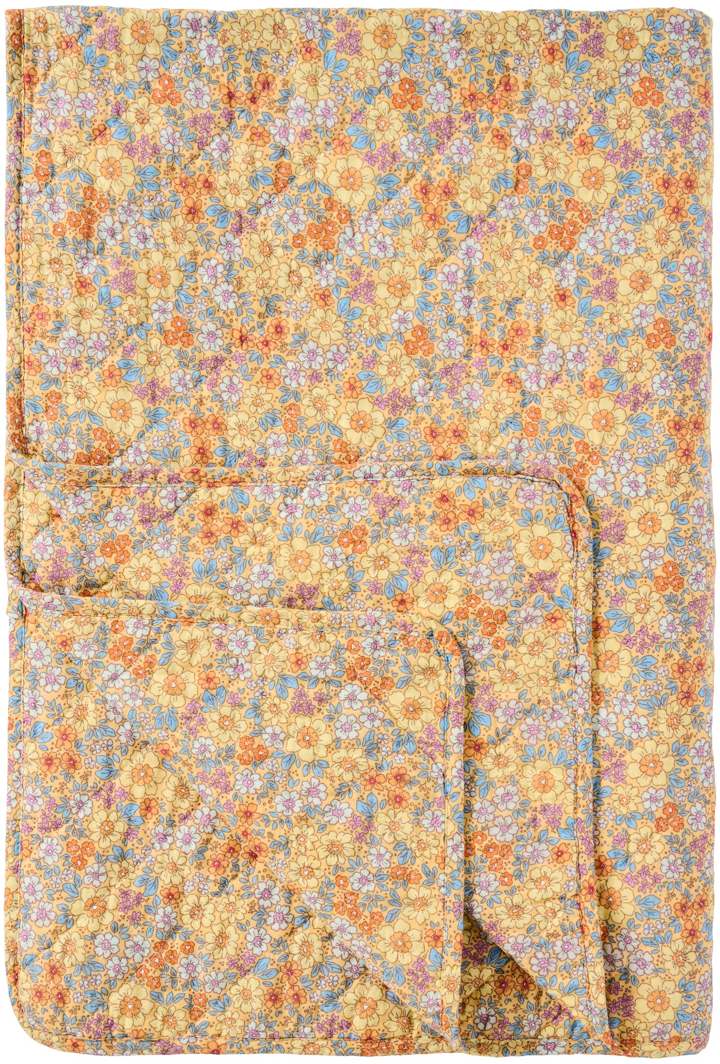 Quilt yellow w/yellow, blue, orange and purple