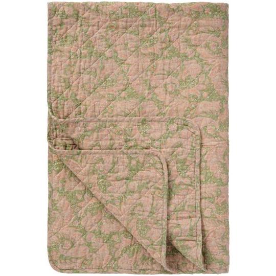Quilt w/green and light pink paisley  pattern