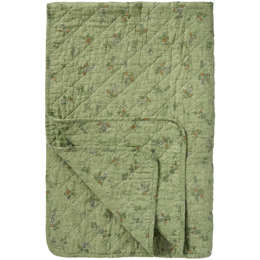 Quilt green w/flower vines