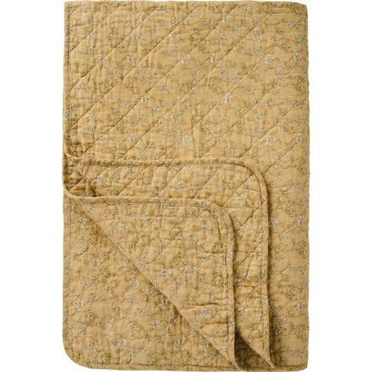 Quilt soft yellow w/flower vines