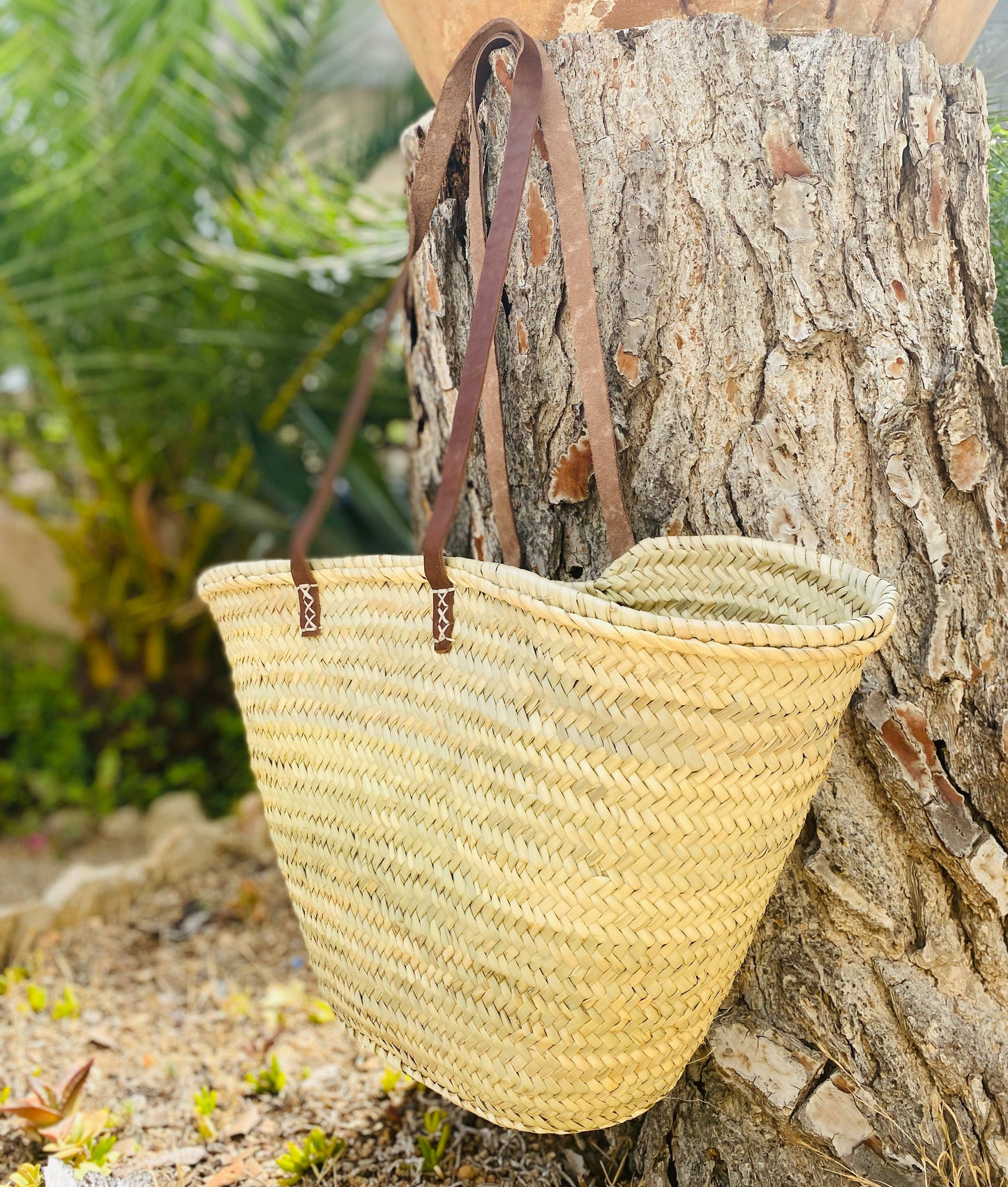 LONG HANDLE PALM BASKET