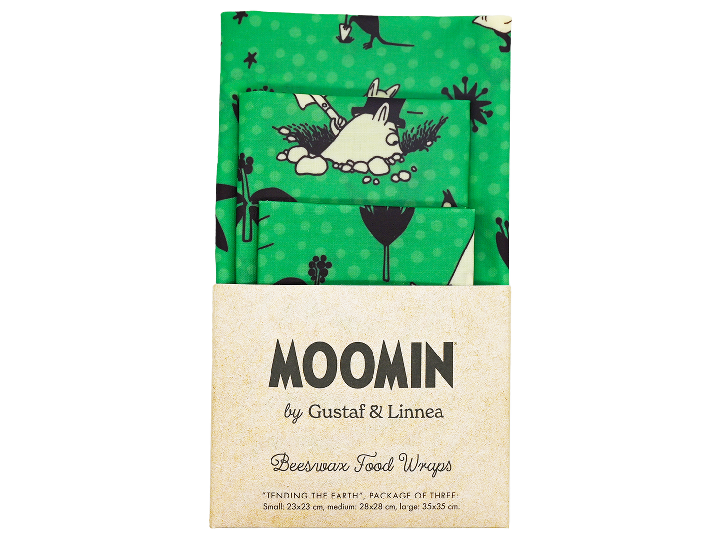 Moomin by G&L - Beeswax cloth “Tending the earth” Three-pack