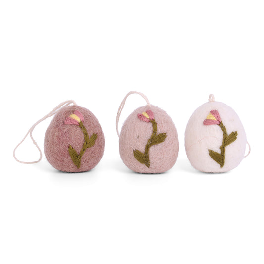 Eggs with embroideri tulip/ set van 3