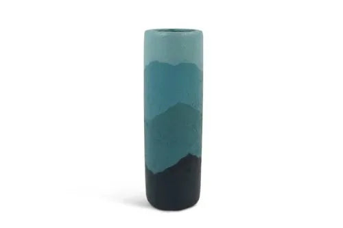 Vase pap blue sea H28cm blue news print