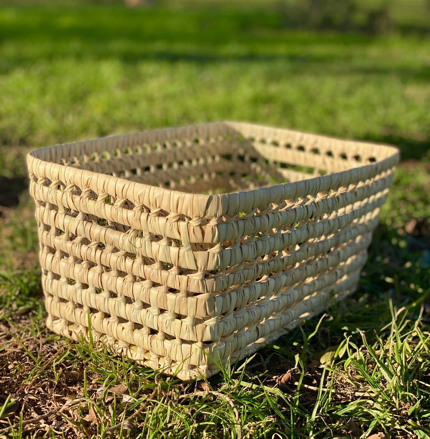 RECTANGULAR CANE BASKET: Medium