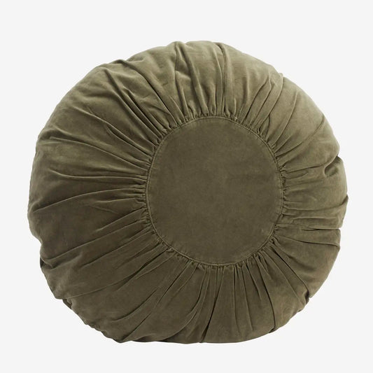 Round velvet cushion - green