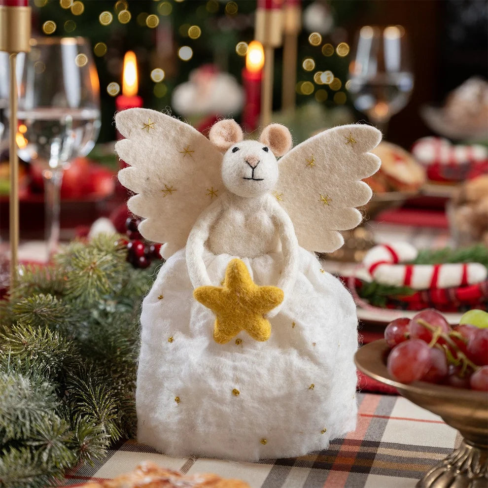 Decoratie Muis ENGEL met Ster