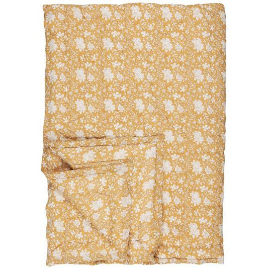 Quilt Annika mustard w/white flowers