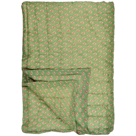 Quilt Charlotte green w/pink flowers