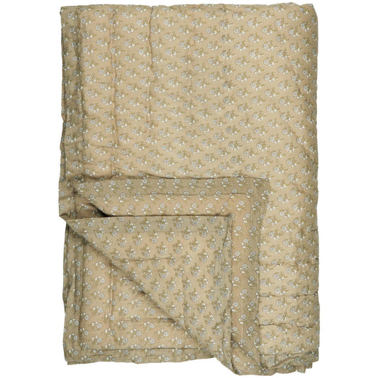 Quilt Aida dusty green w/white flowers