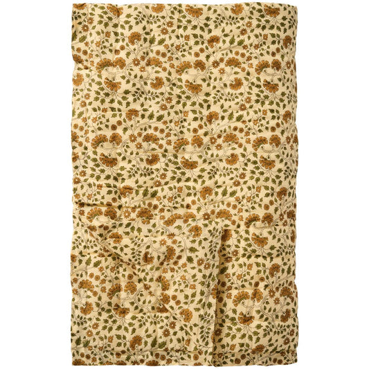 Quilt Celina moss green leaves