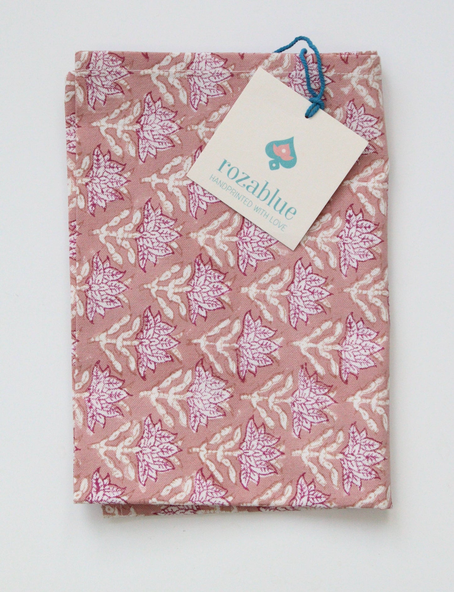 Dusty rose pink handblockprinted Kitchen Dishcloth