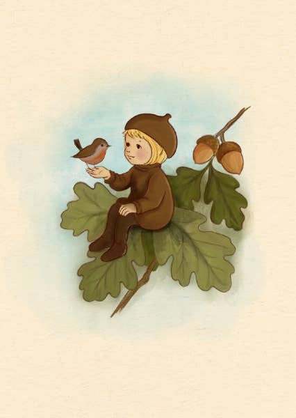 Postcard Acorns friend