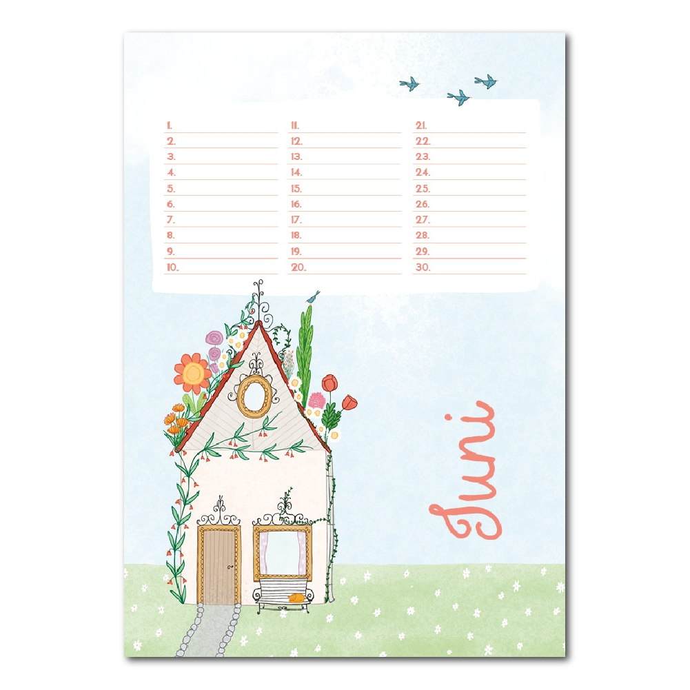 Birthday calendar with flowers: Dutch